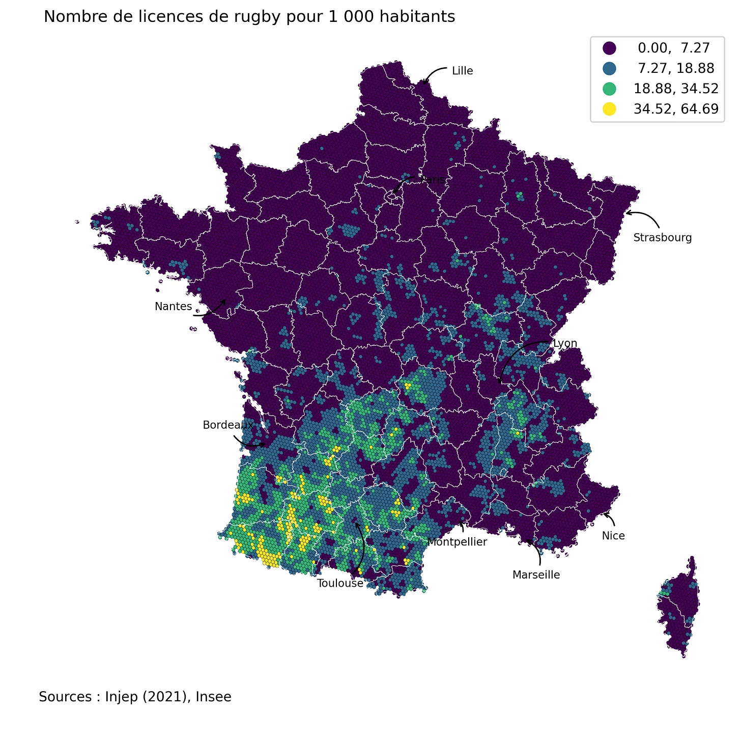 Pratique du Rugby en France